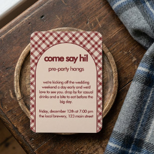 Rustic Rust Red Plaid Welcome Party Enclosure Card