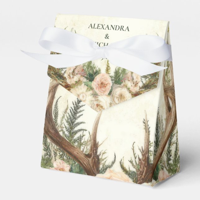Rustic Rustic Antler Woodland Favour Box (Front Side)