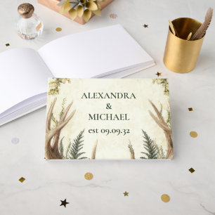 Rustic Rustic Antler Woodland Guest Book