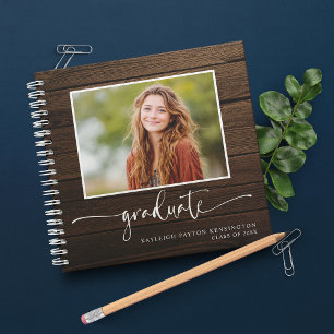 Rustic Rustic Grad Guest Book with Photo