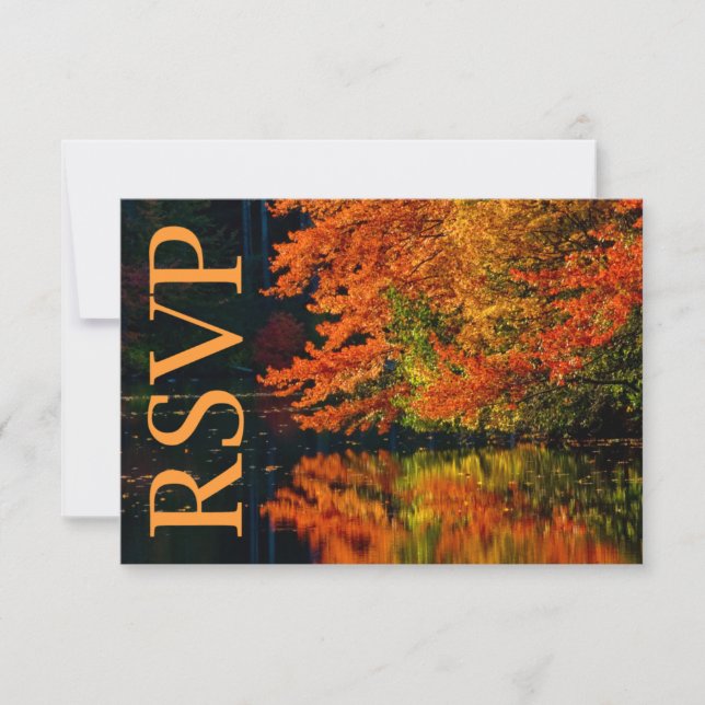 Rustic Rustic RSVP Fall Wedding Card (Front)