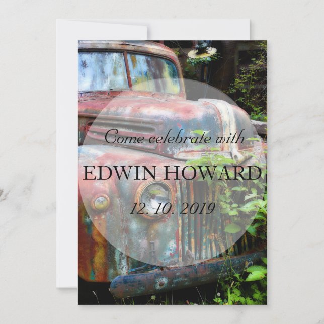 Rustic Rusty Old Truck Birthday Retirement Custom Invitation (Front)