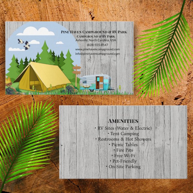 Rustic RV Park Campground Outdoor Design Business Card (Creator Uploaded)