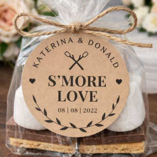 Rustic S’more Love Wedding Kraft Classic Round Sticker