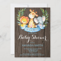 Rustic Safari Jungle Animals Boy Baby Shower