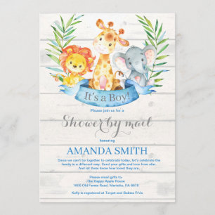 Rustic Safari Jungle Boy Baby Shower by Mail Invitation