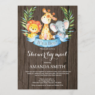 Rustic Safari Jungle Boy Baby Shower by Mail Invitation