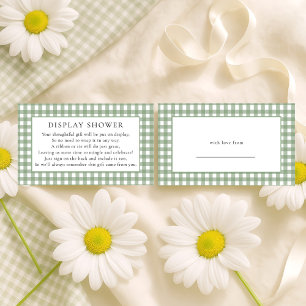 Rustic Sage Gingham Display Baby Shower Enclosure Card