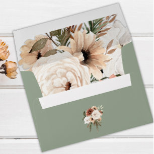 Rustic Sage Green Bohemian Wedding Envelope