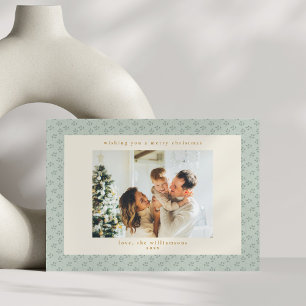 Rustic Sage Green Botanical Christmas Photo  Holiday Card