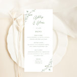 Rustic Sage Green Botanical Wedding Menu Card<br><div class="desc">This lovely wedding reception menu card features a classic white background with hand-drawn wildflowers and elegant typography in sage green. Together these elements create an rustic yet elegant wedding menu that would be perfect for a romantic wedding any time of the year. This design coordinates with our Rustic Wildflowers wedding...</div>