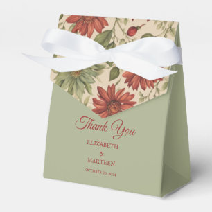 Rustic Sage Green & Burgundy Red Floral Autumn Favour Box