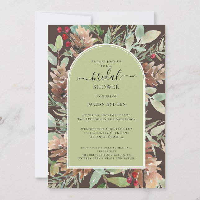 Rustic Sage Green Couples Bridal Shower Invitation (Front)