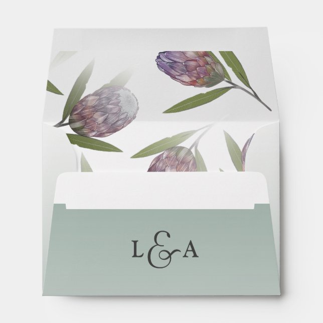 Rustic Sage Green Dusty Purple Green Wedding Envelope (Back (Bottom))