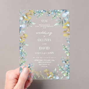 Rustic Sage Green Eucalyptus Modern Wedding Acrylic Invitations