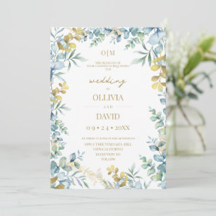 Rustic Sage Green Eucalyptus Modern Wedding Invitation