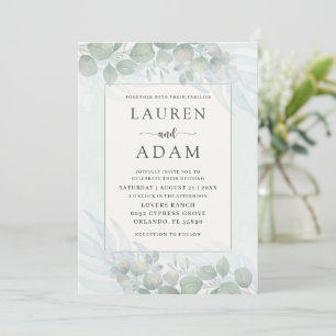Rustic Sage Green Eucalyptus Watercolor Wedding Invitation