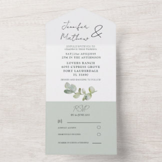 Rustic Sage Green Eucalyptus Wedding All In One All In One Invitation