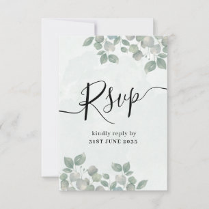 Rustic Sage Green Eucalyptus Wedding RSVP Card