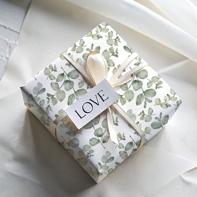 Rustic Sage Green Eucalyputus  Watercolor Wrapping Paper (Creator Uploaded)