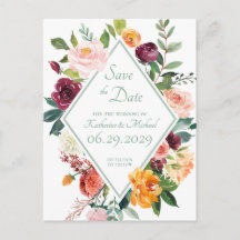 Rustic Sage Green Fall Flowers Save The Date