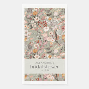 Rustic Sage Green Floral Boho Bridal Shower Custom Napkin
