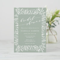 Rustic Sage Green Floral Line Art Bridal Shower