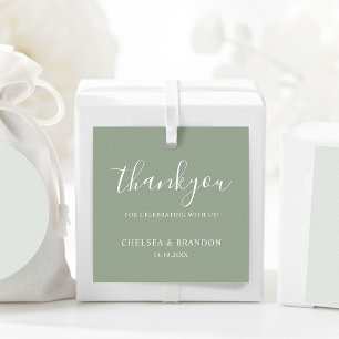 Rustic Sage Green Formal Script Wedding Thank You Favour Tags