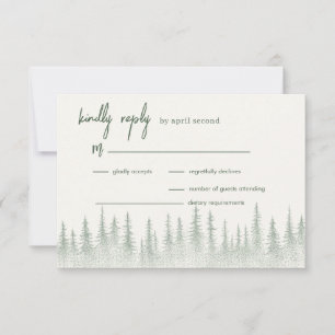 Rustic Sage Green Mountain wedding RSVP Card