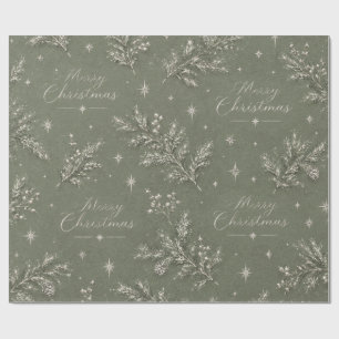 Rustic Sage Green Pine Christmas wrapping paper