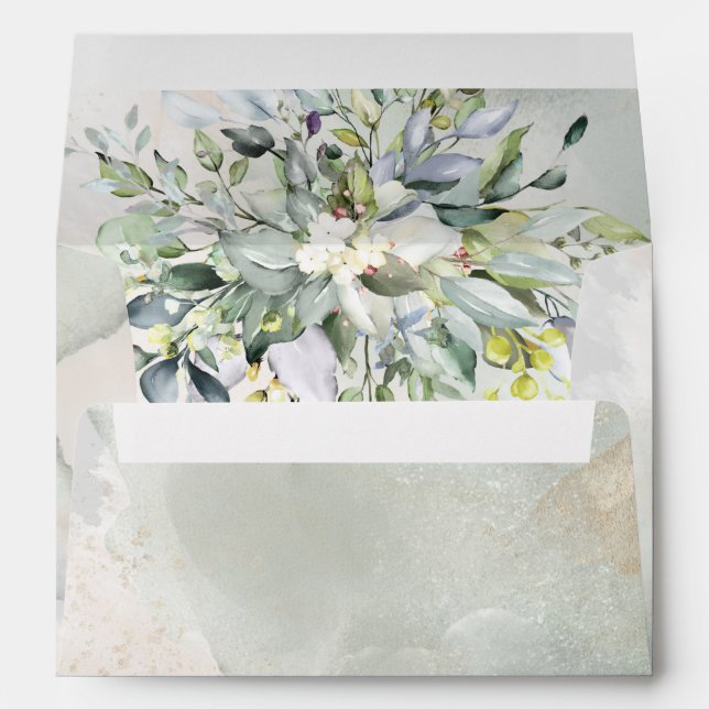 Rustic Sage Green & Pink Floral Arch Envelope (Back (Bottom))