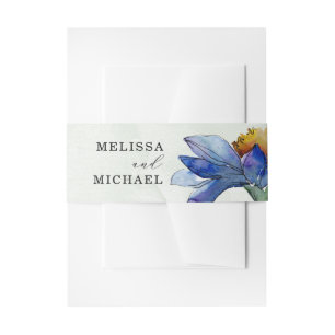 Rustic Sage Green Purple Watercolor Daisy Wedding Invitation Belly Band