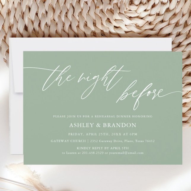 Rustic Sage Green Rehearsal Dinner Invitation (Creator Uploaded)