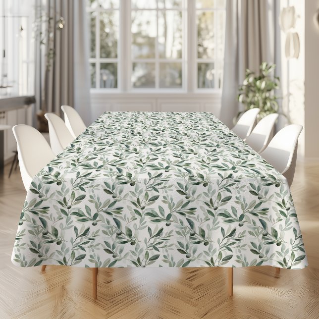 Rustic Sage Green Watercolor Olive Pattern Tablecloth (Creator Uploaded)