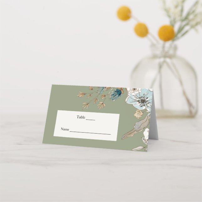 Rustic Sage Green Wedding  Place Card (Front)