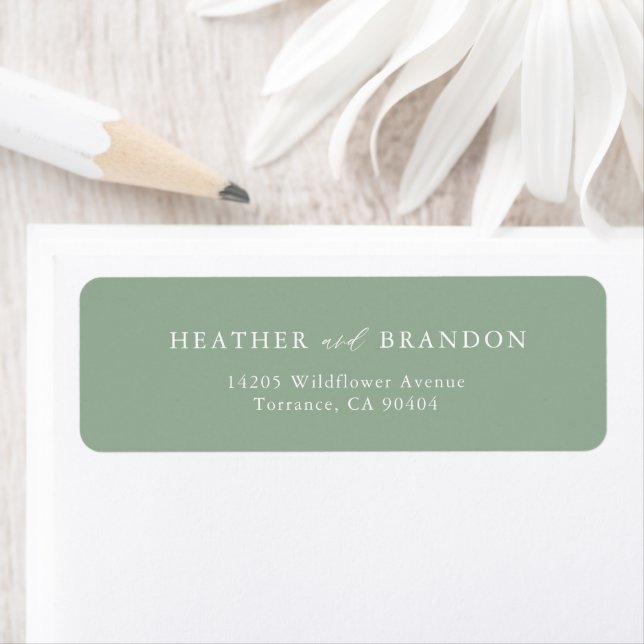 Rustic Sage Green Wedding Return Address Label (Insitu)
