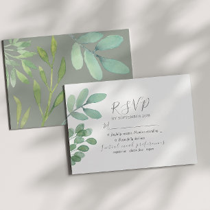Rustic Sage Green Wedding RSVP Card