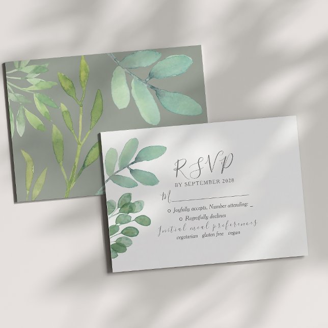 Rustic Sage Green Wedding RSVP Card (Creator Uploaded)