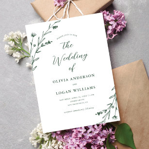 Rustic Sage Green Wildflower Boho Wedding Invitation