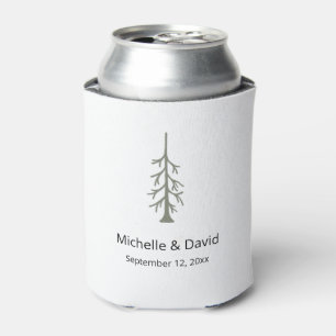 Rustic Sage Green Woodland Pine Tree Wedding Can Cooler