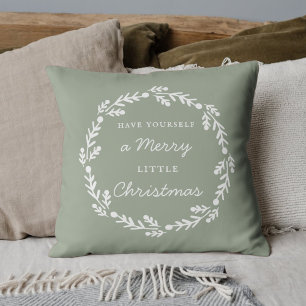 Rustic Sage Merry Little Christmas Cushion