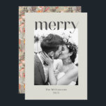 Rustic Sage Taupe Floral Boho Photo Wedding Holiday Card<br><div class="desc">Rustic Sage Green and Taupe Floral Boho Custom Wedding Photo Merry Christmas Holiday Card</div>