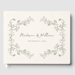 Rustic Sage Vintage Floral Frame Wedding Guest Book