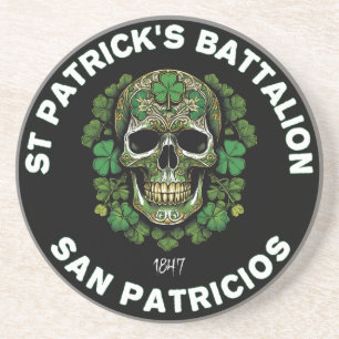 Rustic Saint Patricks Battalion Celtic Skull Coast Coaster