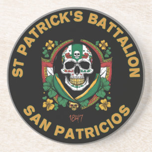 Rustic Saint Patricks Battalion Celtic Skull Coast Coaster