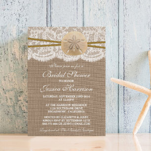 Rustic Sand Dollar Beach Bridal Shower Invitation