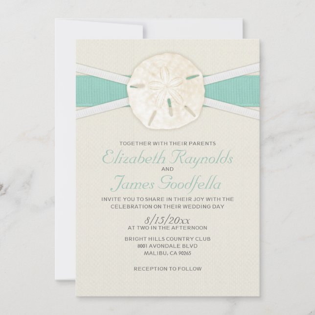 Rustic Sand Dollar Wedding Invitations (Front)