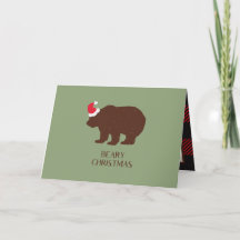 Rustic Santa Bear Forest Cabin Christmas Card