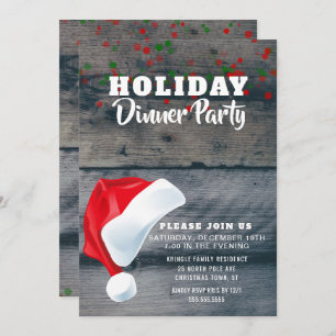 Rustic Santa Claus Holiday Dinner Party Invitation