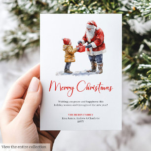 Rustic Santa Claus Traditional Merry Christmas  Holiday Card